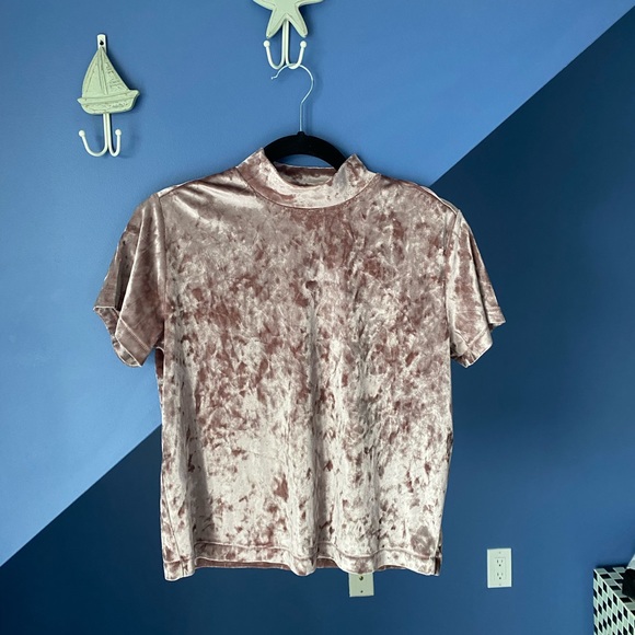 Crushed velvet mock neck top - Picture 1 of 4